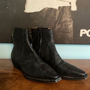 Free People Distressed Leather Ankle Cowboy Boots- Brand New and Gorgeous!